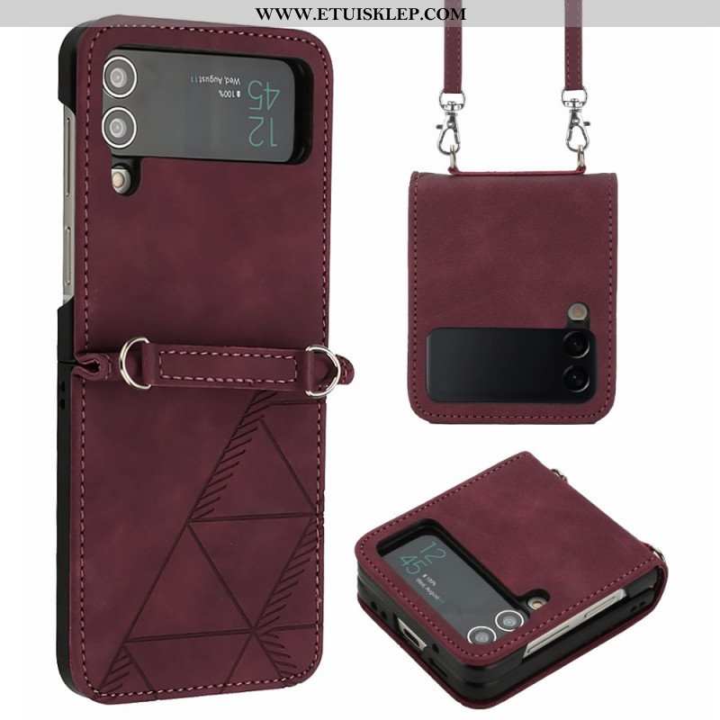 Etui do Samsung Galaxy Z Flip 4 Etui Folio Trójkąty Z Paskiem Na Ramię